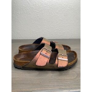 Birkenstock Metallic Bronze/Rose Gold Women's Size 38 Cognac (US size‎ 7-7.5)